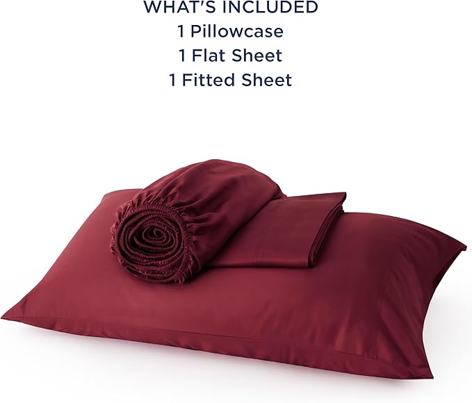Bedsure Cooling Sheets Twin XL, Rayon Derived from Bamboo, Breathable & Soft Twin XL Sheet Sets, Deep Pocket Up to 16 Inches, Hotel Luxury Silky Dorm Bedding for Hot Sleepers, Burgundy