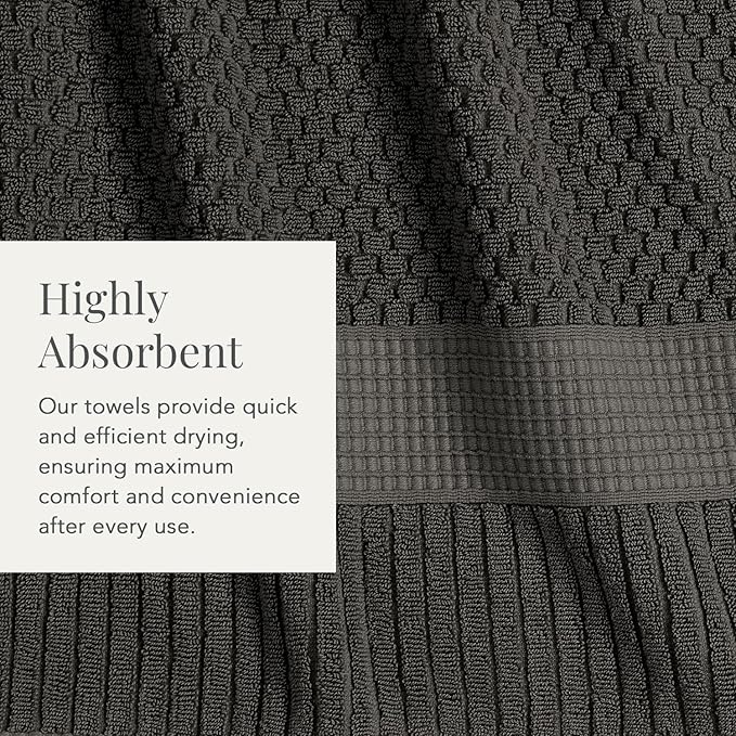 NY Loft 100% Cotton 2 Pack Bath Sheet Towel Set | Absorbent Quick-Dry Oversize Bath Towels | Textured and Durable Cotton | Dark Grey