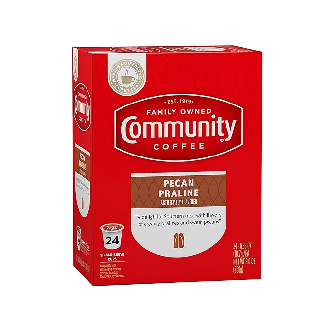Community Coffee Southern Pecan Praline Flavored 96 Count Keurig K-Cup Coffee Pods, Medium Roast, 24 Count (Pack of 4)