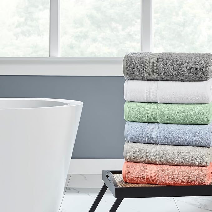 Modern Threads 6-Piece Rayon from Bamboo & Cotton Blend Towel Set - Ultra Soft & Absorbent, White