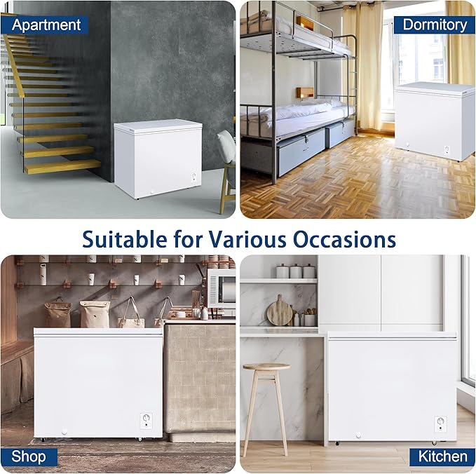 Large Chest Freezer, 9.0 Cu.ft Deep Freezer FreeStanding Top Door Freezer with 8 Adjustable Thermostat (-11.2°F to 10.4°F) and Removable Basket, Universal Wheels, Manual Defrost for Garage, White