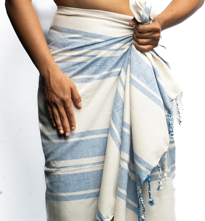 Salt Earth Cotton Turkish Beach Towel, Set of 3-36" X72" Large Bath Towels, Quick Dry Towel, Bathroom, Beach Essentials, Gym, Lightweight Large Towels for All (One Colour Stripe)