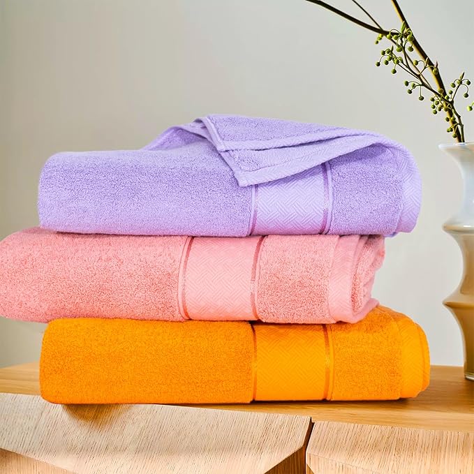 COZYART Lavender Bath Towels Set 6 Piece, Luxury 100% Turkish Cotton 650GSM Hotel Quality, Soft, Absorbent,Towel Sets for Bathroom | 2 Bath Towels 2 Hand Towels 2 Washcloths