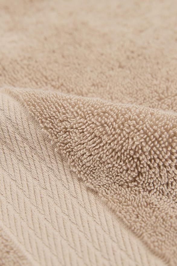 Ozdilek 6-Piece Bath Towel Set, 2 Bath, 2 Hand, 2 Wash, 100% Cotton Turkish Towels, 2 Bath Towels (30x60/550 GSM), 2 Hand Towels (16x30/575 GSM), 2 Washcloths (13x13/600 GSM) (Seahorse Beige)