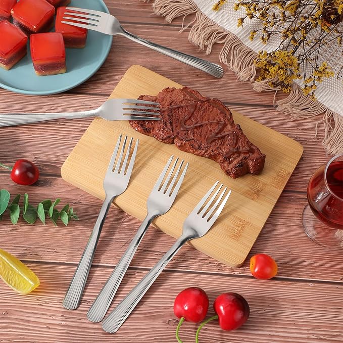 Minatee 100 Pieces Dinner Forks Bulk Set 6.9 Inches Stainless Steel Metal Forks Flatware Fork Silverware Salad Forks Table Fork Mirror Polished for Home Restaurant Eating Kitchen Utensils