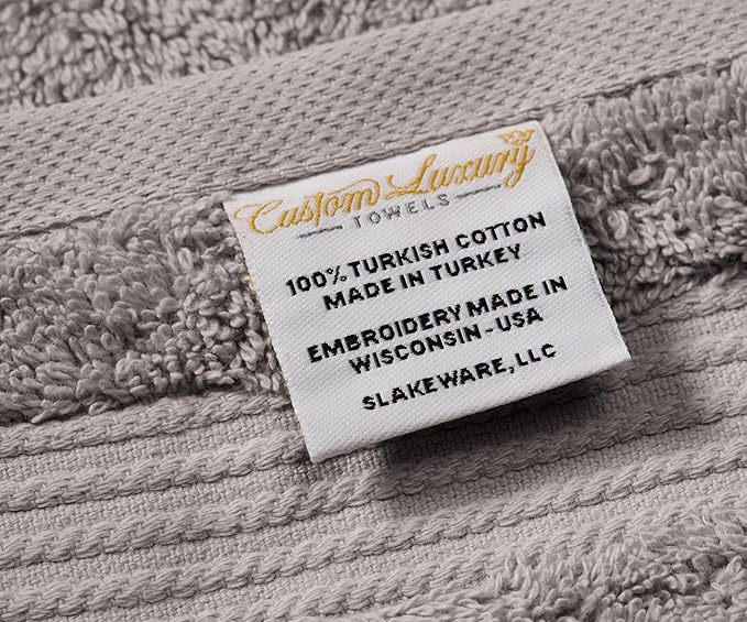 Monogrammed Hand Towels for Bathroom | Luxury Turkish Cotton | Embroidered in USA | Set of 2 | Choose Set Color and Monogram Color | A - Z | Modern Font