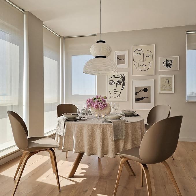 EVERLY 100% Pure Linen Round Tablecloths 90Inch Round Machine Washable Tablecloth for Thanksgiving,Decorative Halloween,Buffet Parties,Picnic,Events,Weddings and Restaurants-Natural Linen