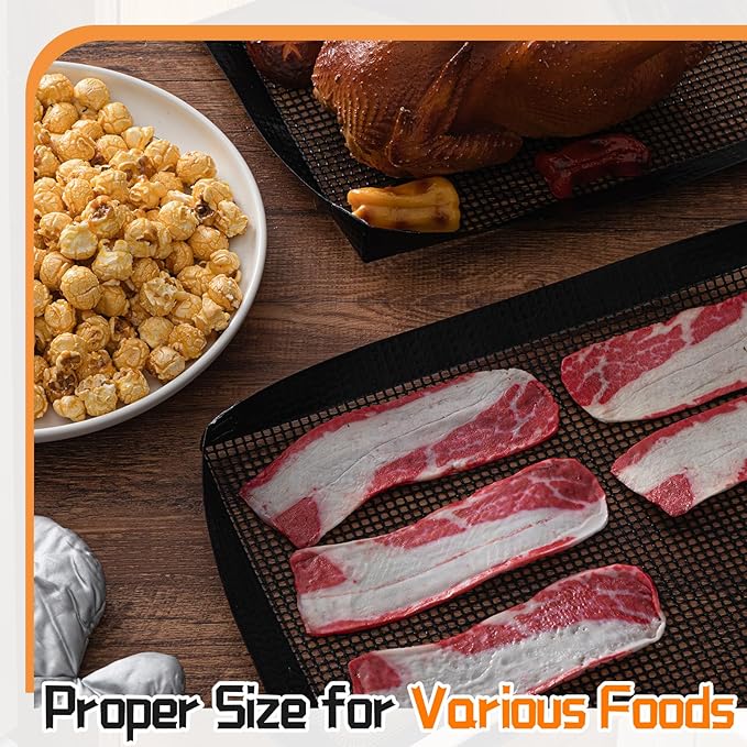 2 Pcs 14.5 x 13.5 Inch Ptfe Solid Oven Basket Non Stick Cooking Basket Cooking Trays for Quick Oven Accessories Baking Chips Chicken Wings Bread Heating