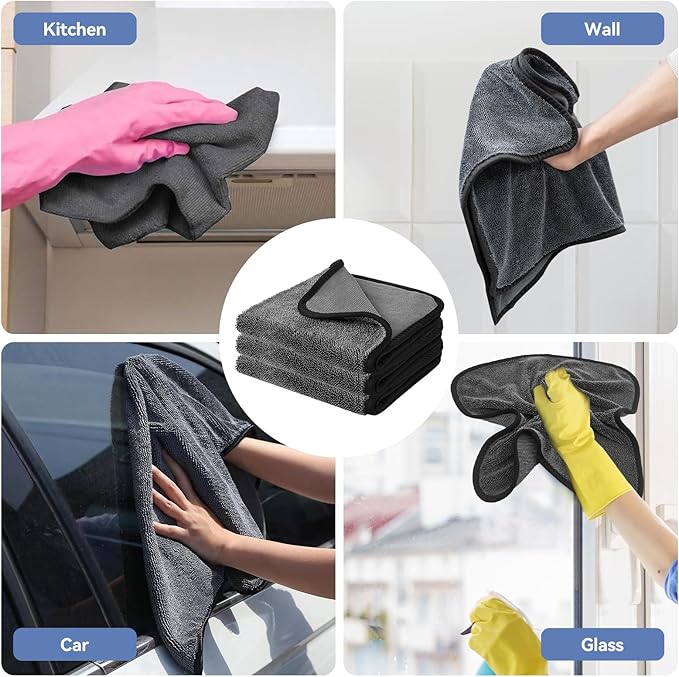 Shiny Wipes Shower Cleaning Cloths - 3pcs Super Absorbent Microfiber Bath Towels for Effortless Cleaning of Windows, Bathroom, Car & Home Toilet - Must-Have!(15.7x23.6in