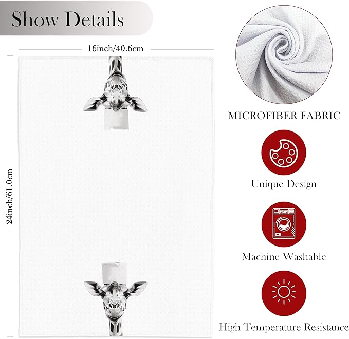 Giraffe Bathroom Hand Towels, Funny Giraffe Hand Towels Bathroom Decor, Giraffes Gifts for Women, 16x24 Inch