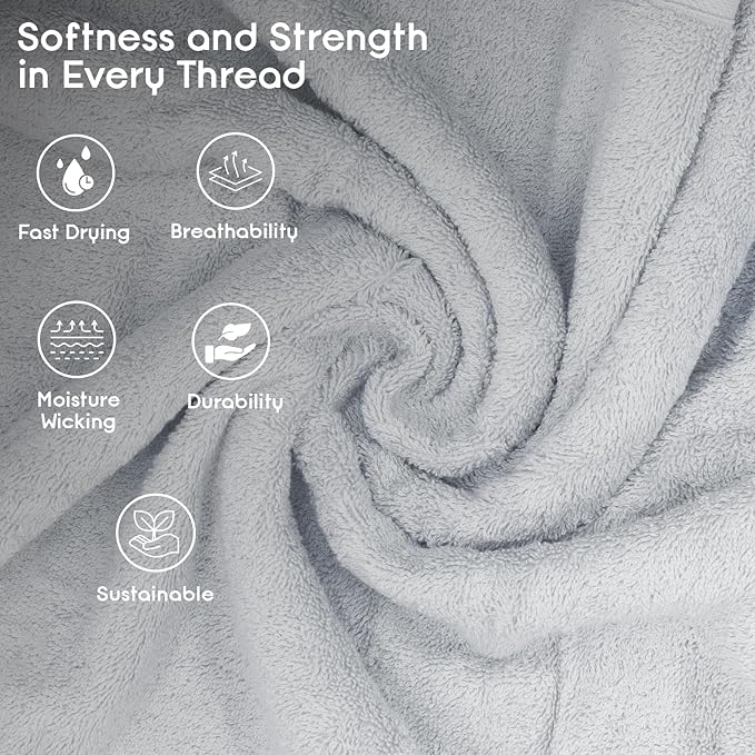 Ariv Towels Pack of 8, Premium Cotton Towel Set (2 Bath Towels + 2 Hand Towels + 4 Washcloths), Large, Super Soft, Quick Dry, Highly Absorbent for Home, Bathroom, Gym, Hotel & Spa - White