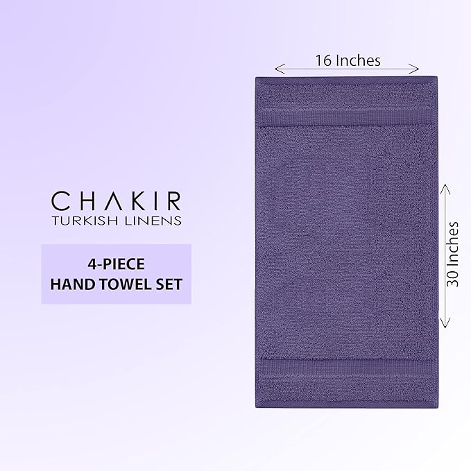Chakir Turkish Linens 100% Cotton Premium Turkish Towels for Bathroom | 16'' x 30'' (4-Piece Hand Towel, Plum)