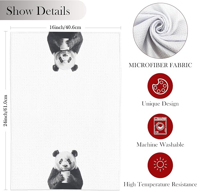 Panda Hand Towels for Bathroom, Pandas Bathroom Hand Towels, Funny Hand Towels, Panda Bathroom Decor, Panda Gifts for Women Girls Panda Lovers, 16x24 Inch