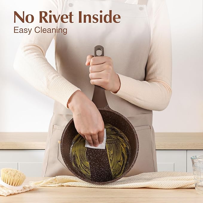 SENSARTE Saucepan Nonstick with Lid 2.5 Quarts Granite Coating Sauce Pot Medium Kitchen Cooking Pot, Induction Comptable, Free of Intentionally Added PFOA