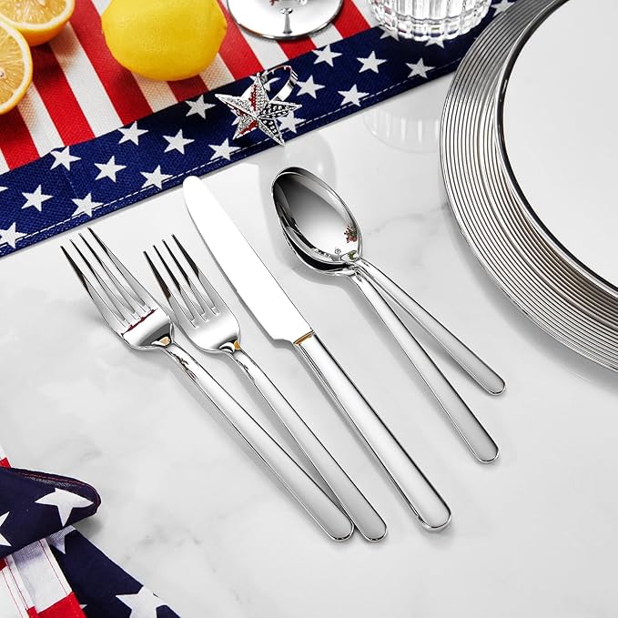 KEAWELL Premium Lucent 4-Piece 8.3 inch Forks Silverware – Mirror Polished 18/10 Stainless Steel with Modern Handle and Dishwasher Safe for Formal Meals and Gifting (4, Dinner Forks)