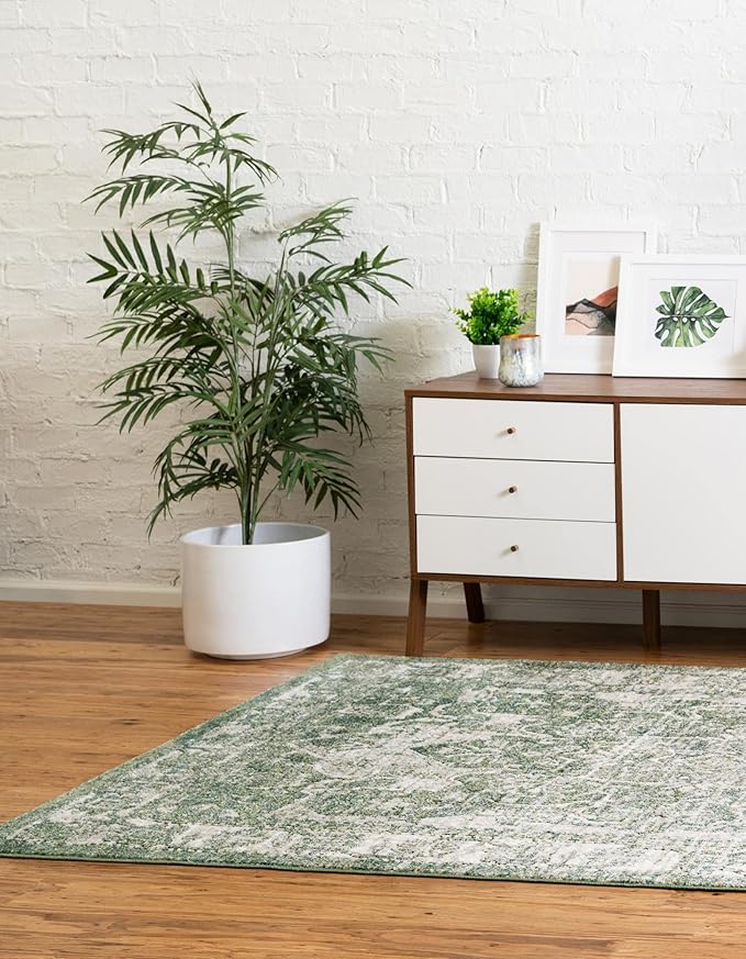 Unique Loom Isabella Collection Area Rug - Adjani (2' x 3' 1" Rectangle, Green/ Ivory)