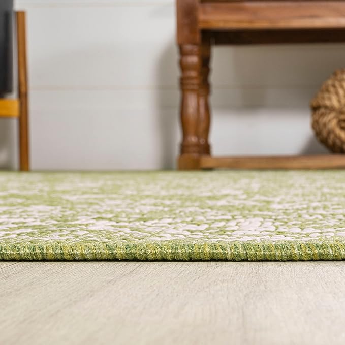 JONATHAN Y Weave Floral Indoor Outdoor Runner Rug 2X10 Green/Cream, Tela Bohemian Textured for Backyard, Patio, Porch, Easy-Cleaning, High Traffic, Pet-Friendly, Non-Shedding (SMB100D-210)