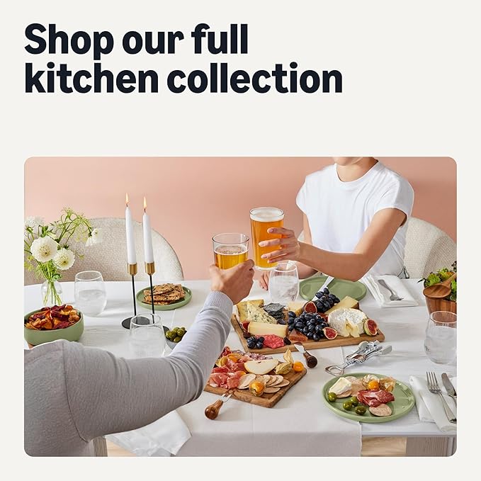 Amazon Basics Glazed Stoneware Appetizer Plates, Ceramic 4-Piece Set, Microwave and Dishwasher-Safe, 6.7 in., Olive