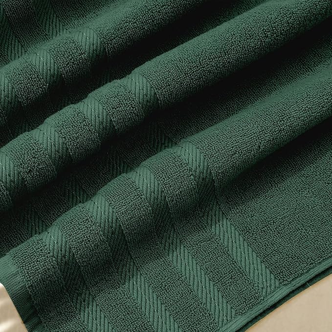 Hearth & Harbor Bath Towels for Bathroom - 100% Ring Spun Cotton Luxury Bathroom Towels - Soft & Highly Absorbent 4 Bath Towels, Hunter Green
