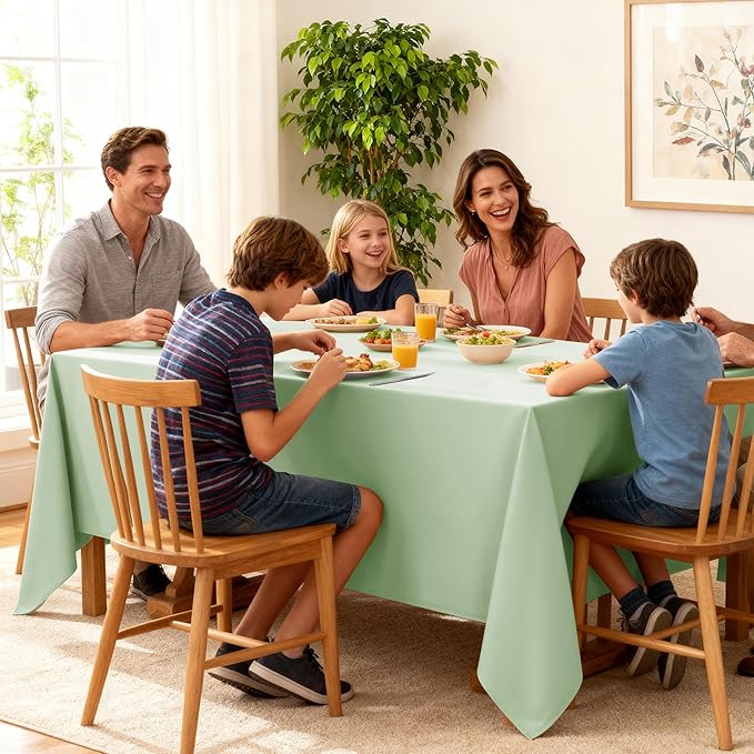 10-Pack Sage Green Tablecloths for Rectangle Tables, 60 x 120 Inches, Stain-Resistant Polyester Fabric for 6 Foot Tables - Washable Table Covers for Weddings, Birthday Parties, Events