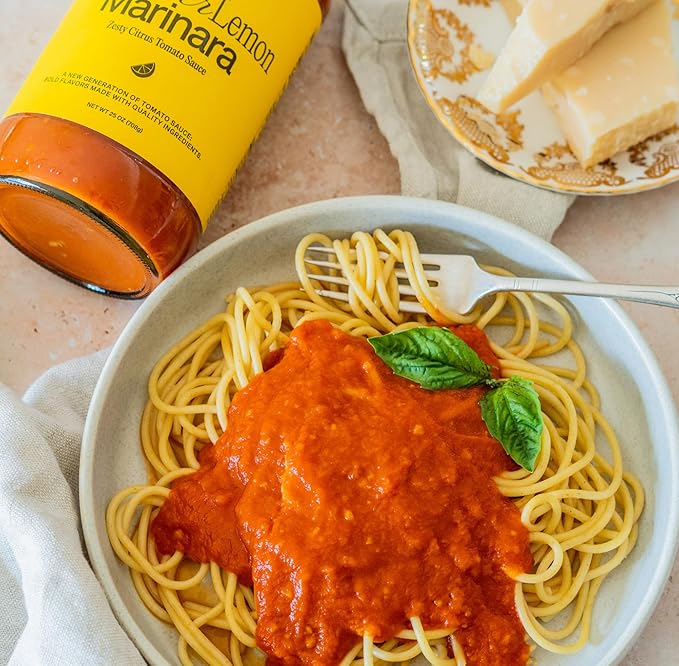 Sauz | Summer Lemon Marinara Pasta Sauce, 25 Oz Jar (4-Pack), Fresh Citrus Zest, Gluten-Free, Non-GMO, Multi-Use Tomato Sauce with Clean Ingredients – Small Batch Fresh Tomato Sauce