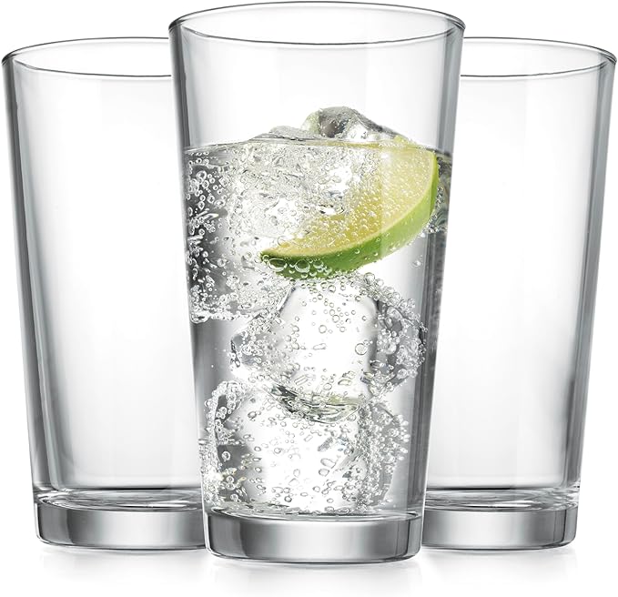 Drinking Glasses Set 17 OZ. Highball Glass Cups, Juice, Cocktails, Wine, Iced Tea, Bar Glass. Dishwasher Safe. (Set of 10) Beer Glasses