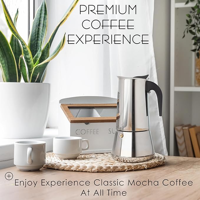 Mixpresso 12 Cup Greca Stovetop Espresso Pot 600ml/20oz, Moka Pot with Coffee Percolator Design, Stainless Steel Stove Top Coffee Maker for Camping or Home Use,Italian Stovetop Espresso Maker