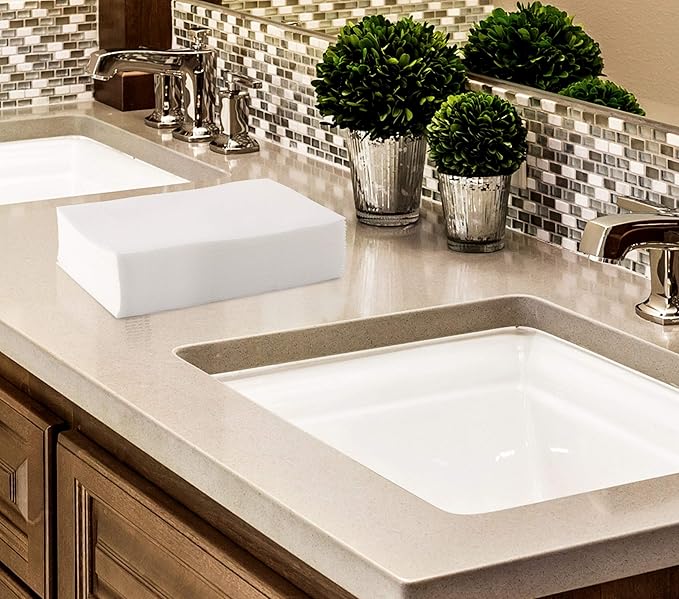 2400-Pack BloominGoods Disposable Bathroom Napkins | 12" x 17" Single-Use Classic Lite Linen-Feel Guest Towels, Made in USA | Cloth-Like Hand Towels, White