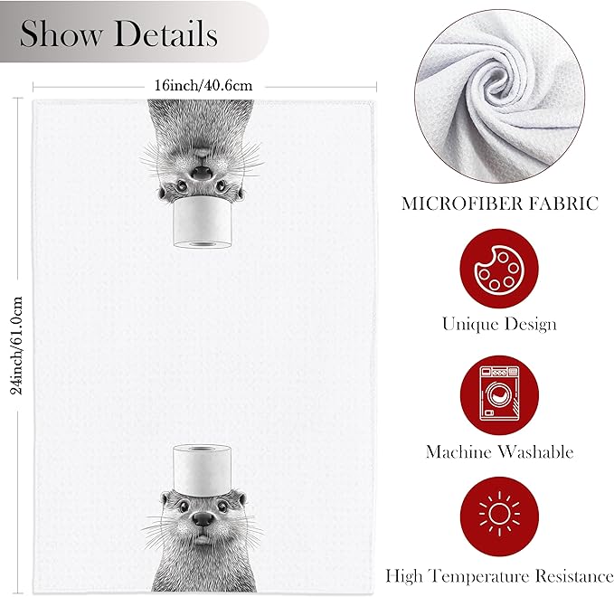 Otter Hand Towels for Bathroom, Sea Otter Bathroom Hand Towels, Otter Bathroom Decor, Sea Otter Gifts, Otter Gifts for Otter Lovers Women, 16x24 Inch