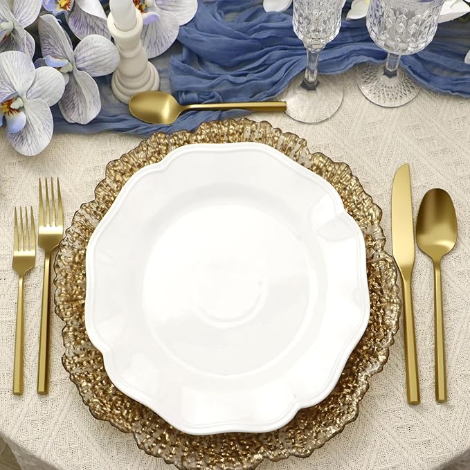 Silverware Set 40-Piece Stainless Steel Matte Gold Cutlery, Hand Forged Thick Hexagon Handle Flatware Sets, Service for 8