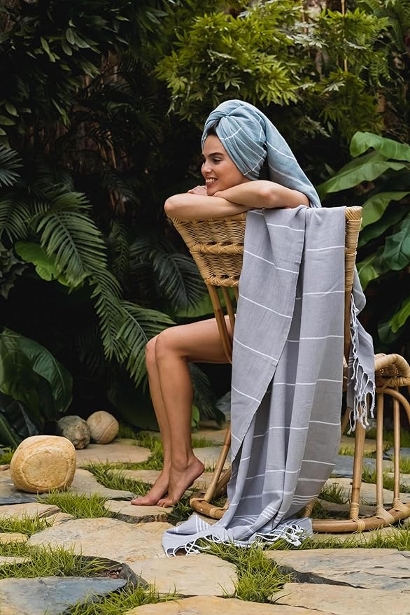 Madamelique Turkish Beach Towel Oversized - 39 x 74 - Quick Dry - Sand Free - Extra Large - Prewashed Beach Towels - Summer Gift - Beach Essentials - Travel Towel (Mediterranean Without Bag, Teal)