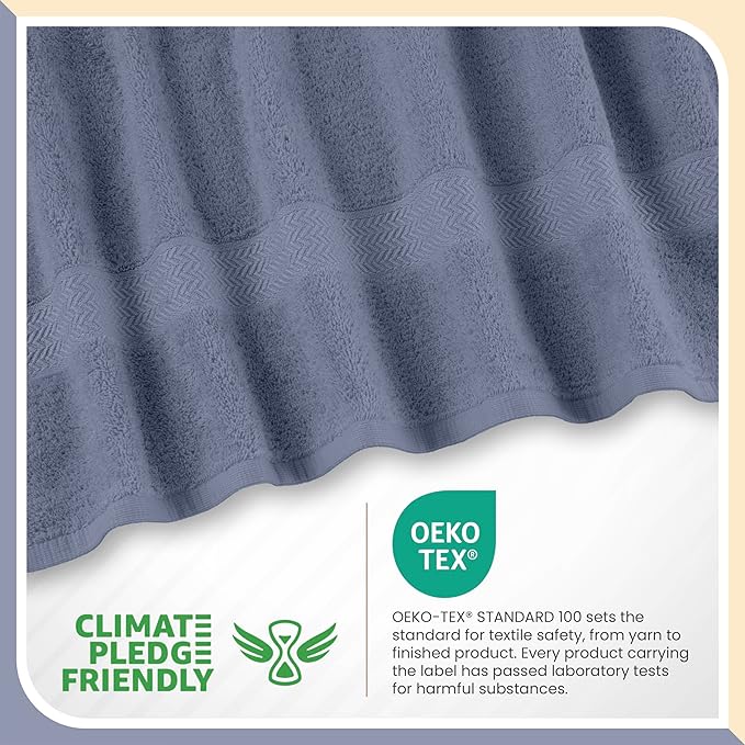 Martex 6-Piece 100% Ringspun Cotton Towel Set | Quick Dry | Super Absorbent & Soft | Lightweight | 2 Bath Towels | 2 Hand Towels | 2 Wash Cloths | Heather Blue