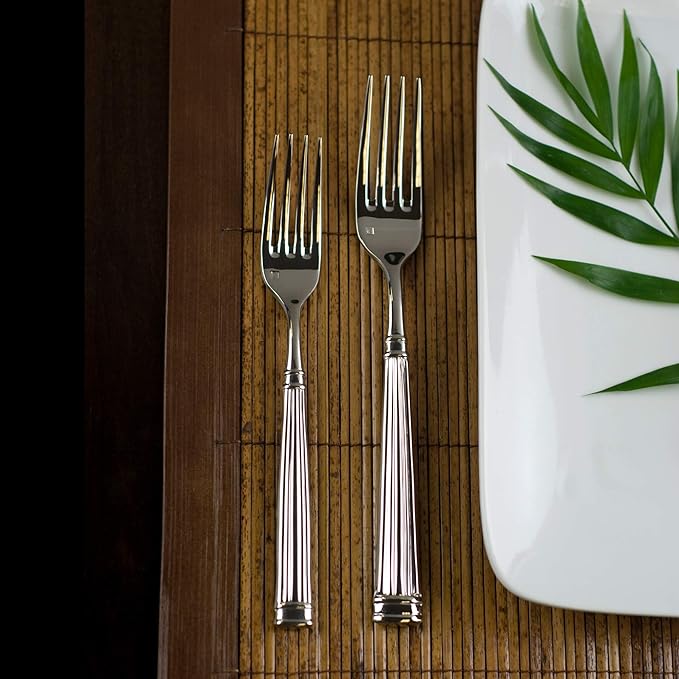 FORTESSA Doria 18/10 Stainless Steel Flatware, 5 Piece Place Setting With Table Knife, Forks and Spoons (Service For 1), Dishwasher Safe, Polished