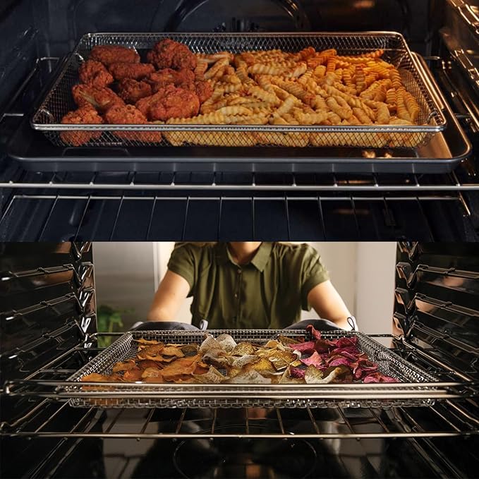 FRIGPEREAFT Air Fryer Tray Replacement for Frigidaire 30'' Ready Cook Range Oven Parts 304 Stainless Steel 25x 16.25 In Air Fry Rack Frigidaire Electric Wall Oven Air Fryer Basket Set (Not 24'' Width)