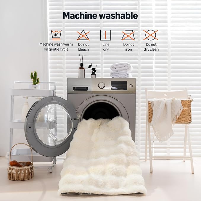 Amazon Basics Indoor Area Rug, 3D Bubble Washable Home Decor Carpet for Living Room, Bedroom, 6' W × 9' L, Beige