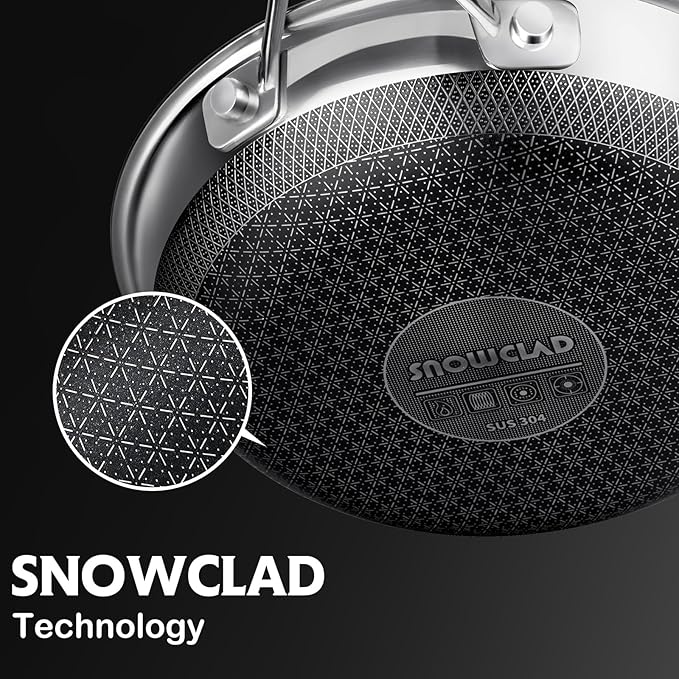 Pots and Pans Set Non Stick, 10 Pcs Hybrid Stainless Steel Cookware Sets, Non Stick Frying Pans, Saucepans, Saute Pan & Stock Pot, PFOA Free Kitchen Skillet,Induction Compatible