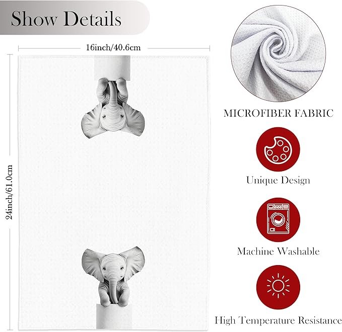 Elephant Hand Towels for Bathroom, Elephants Bathroom Hand Towels, Elephant Bathroom Decor, Funny Hand Towels, Elephant Gifts for Women Elephant Lovers, 16x24 Inch