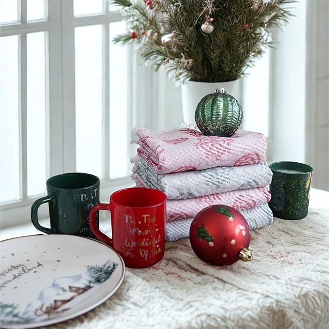 sea me at home Christmas Hand Towels Set of 2, Festive Holiday Bathroom & Kitchen Towels (Santa's Pick)