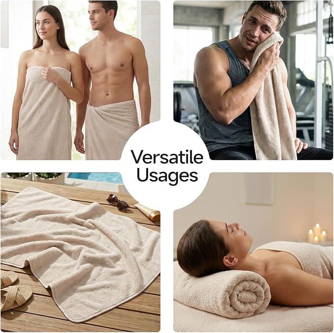 REDKISS 6-Piece Bath Towel Set, Ultra-Plush & Highly Absorbent 100% Cotton Towels for Bathroom, Pink Set Includes 2 Bath Towels, 2 Hand Towels, 2 Washcloths