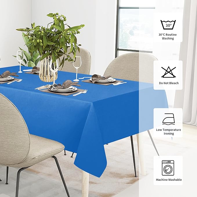 Easy-Going Faux Linen Waterproof Spill-Proof Tablecloth Stain Resistant Rectangle Table Cloth Wrinkle Free Decorative Fabric for Kitchen, Dining, Party, Weddings, Restaurants (60x84 in, Royal Blue)