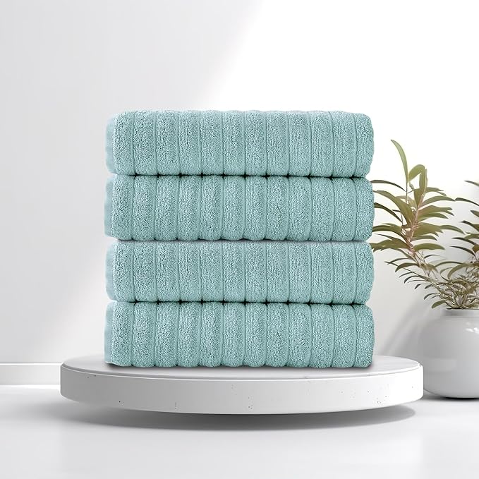 Classic Turkish Towels CTT Premium 4 Pack Bath Towels Set, Made with 100% Turkish Cotton, Spa & Hotel, Quick Drying Towels, Absorbent & Comfy | 27"x54" (SPA Green