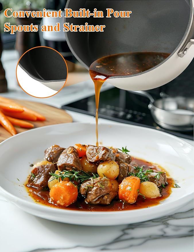 Nonstick Ceramic Cookware Set Healthy Pots And Pans Set Induction Kitchen Cookware sets Non Toxic Pots And Pan Set,PFOA & PTFE Free (18 pcs)