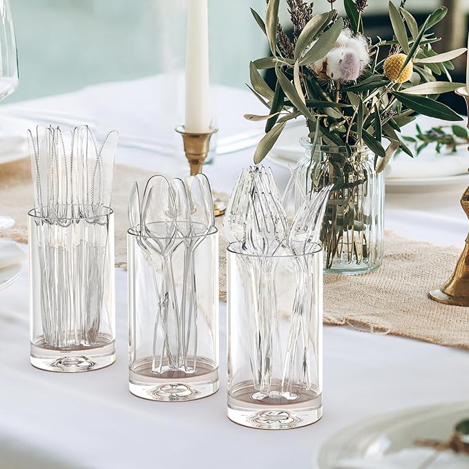 100 Count Extra Heavy Duty Clear Plastic Forks Disposable, BPA-Free, Heat Resistant, Solid and Durable Disposable Forks Bulk, Premium Plastic Forks heavy duty for Party Supply