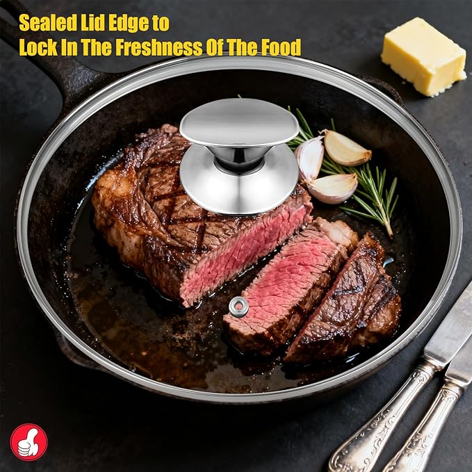 8 Inch Pan Lid, Tempered Glass Lid for Replacement, Clear Pan Cover for Frying, 8 Inch Lids for Frying Pans, Skillets, Sauce Pan