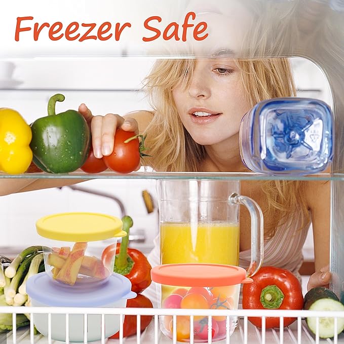 1 Cup Silicone Replacement Lids Storage Cover for Pyrex 7202-PC Glass Bowls (Container not Included) 8 Pack Microwave, Dishwasher and Freezer Safe