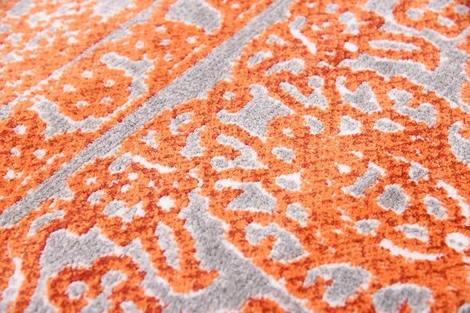 Unique Loom Traditional Classic Intricate Design Distressed Vintage Detail, Area Rug, 8' 0" x 8' 0", Terracotta/Gray