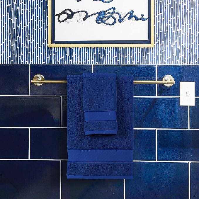 COZYART Royal Blue Bath Towels Set 6 Piece, 2 Bath Towels 2 Hand Towels 2 Washcloths, Luxury 100% Turkish Cotton 650GSM Hotel Quality, Soft, Absorbent, Towel Sets for Bathroom