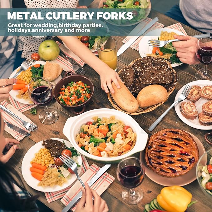 Roshtia 200 Pieces Metal Forks Bulk 6.7 Inch Stainless Steel Silverware Dinner Fork Set Restaurant Flatware for Kitchen Restaurant Mirror Finish and Dishwasher Safe