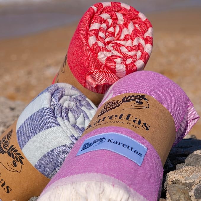 Turkish Beach Towel - 100% Organic Cotton - Soft, Quick-Dry, Sand Proof, Prewashed - Lightweight & Oversized for Beach, Pool, Yoga, Bath, Travel, Gym, Throw - Amethyst (Purple)