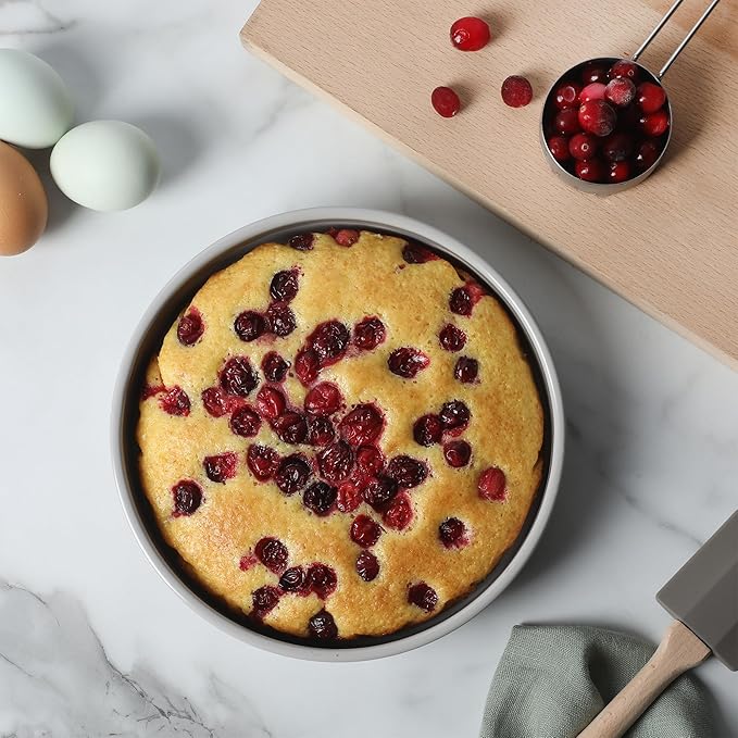 Martha Stewart Gallen 8 Inch Round Nonstick Carbon Steel Cake/Bake Pan - Cool Grey (Pack of 6)